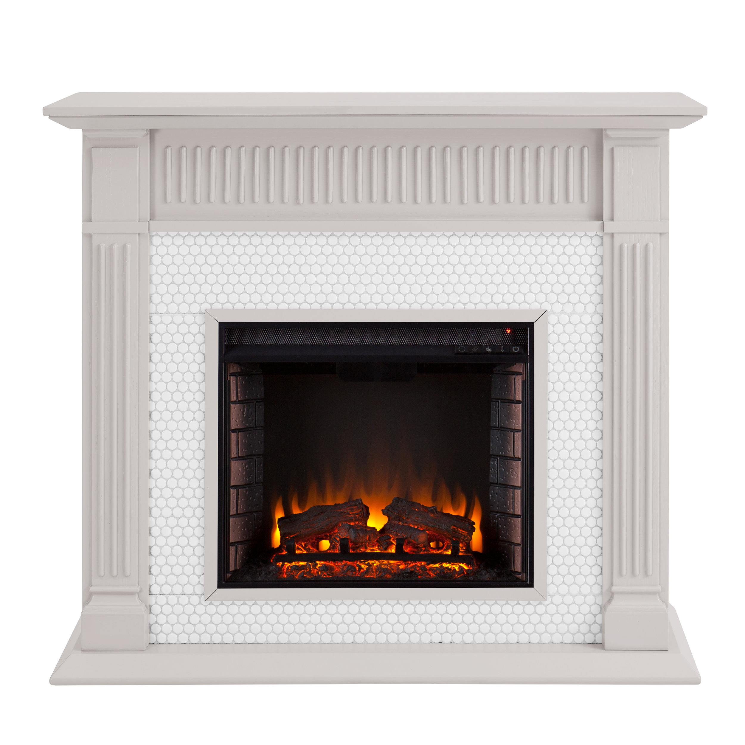 Latitude Run Chessing Penny Tiled Alexa Enabled Smart Firebox