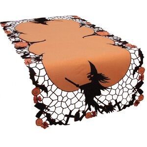 Witch Embroidered Cutwork Halloween Table Runner