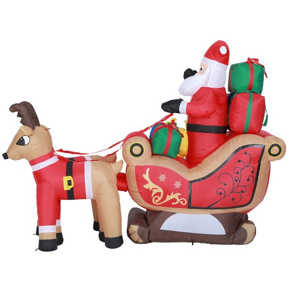 The Holiday Aisle® Santa and Sleigh Inflatable | Wayfair