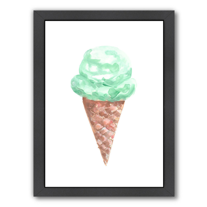 East Urban Home Mint Ice Cream Cone Watercolor Painting Print Wayfair