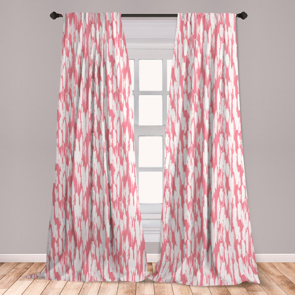 East Urban Home Ambesonne Abstract Window Curtains Hipster Style Inspirations Brush Stroke Stripes Watercolor Paint Smears Vintage Lightweight Decorative Panels Set Of 2 With Rod Pocket 56 X 63 Coral White Wayfair