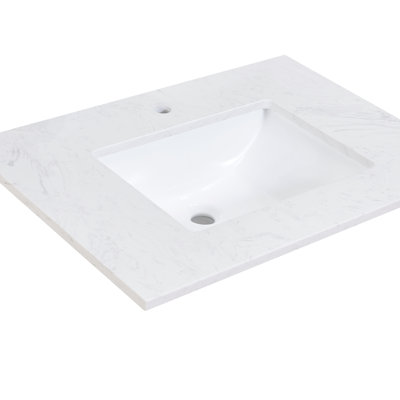 Salerno 31" Single Bathroom Vanity Top in High Gloss White Stone Finish with Sink