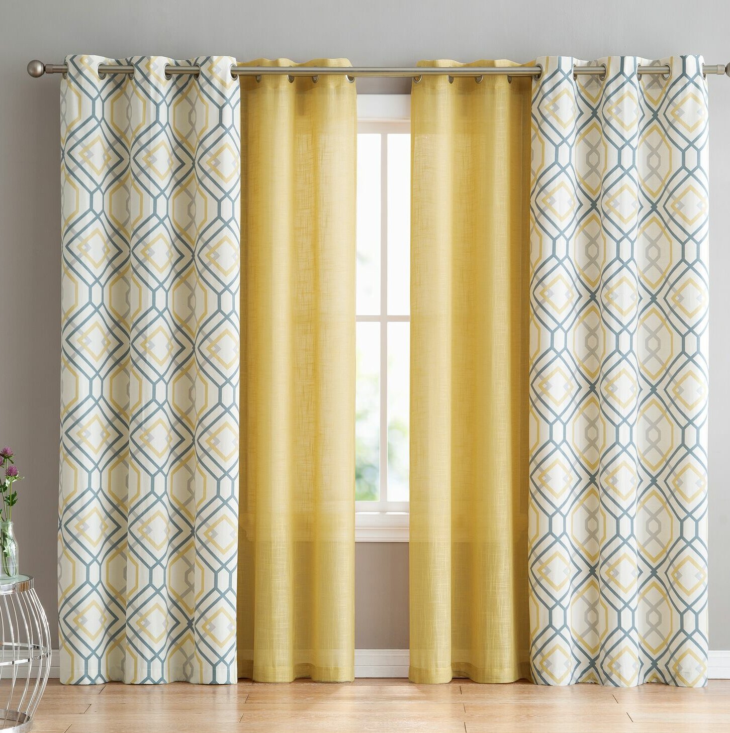 navy and yellow curtains