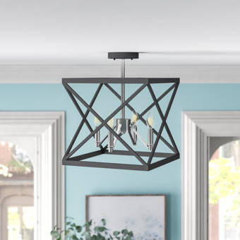 Joss Main Dillman 4 Light 17 5 Caged Geometric Semi Flush Mount Reviews Wayfair
