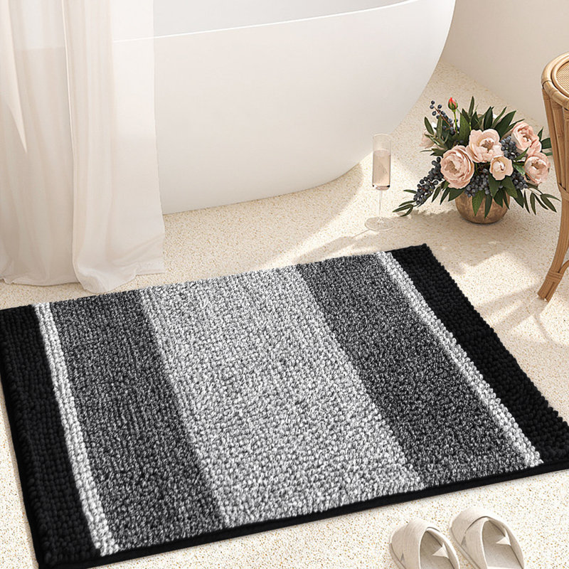 Mersin Gradient Chenille Water Absorbent Soft Plush Bath Rug Size: 16" W x 24" L, Color: Taupe Brown