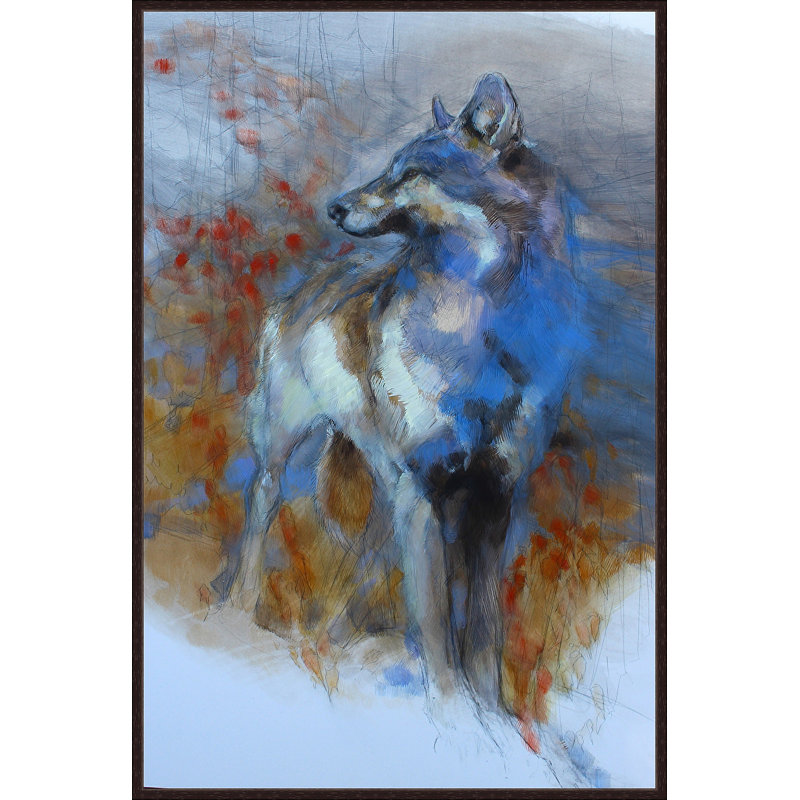 Millwood Pines Crimson Wind Wolf Framed Acrylic Painting Print
