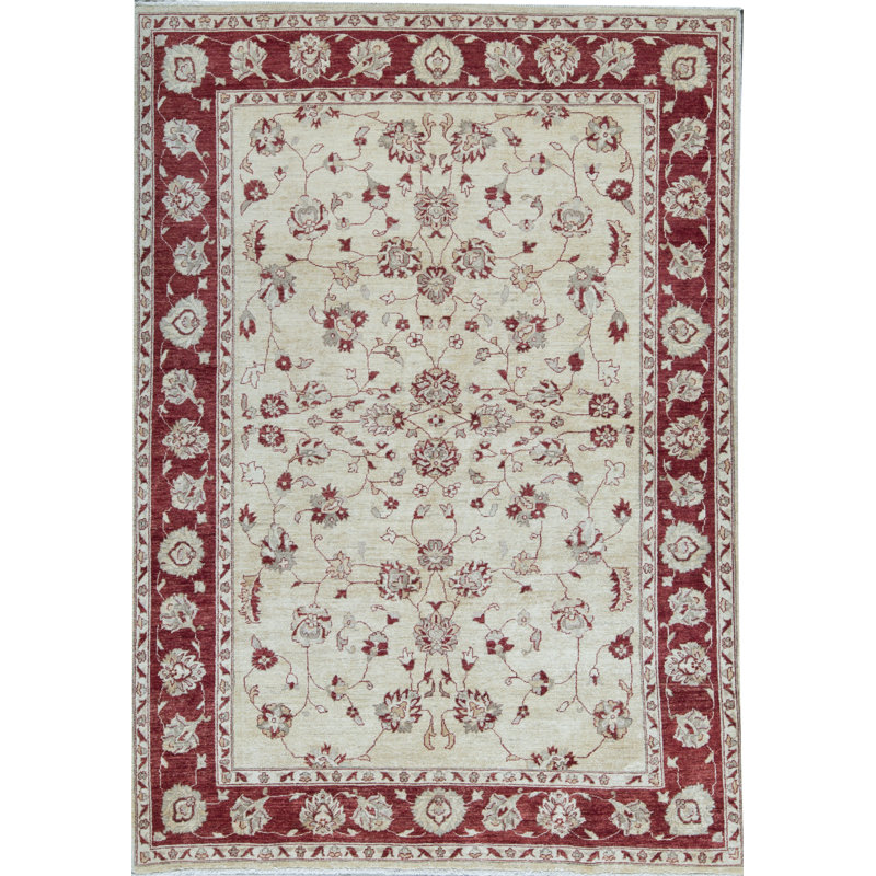 Bokara Rug Co Inc Zarbof Oriental Hand Knotted Wool Ivory Red Area Rug Wayfair
