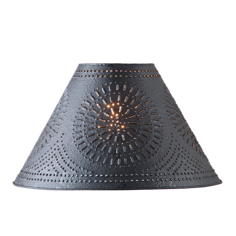 Country new Lamp DRUM Shade in Kettle Black with punched Chisel design 