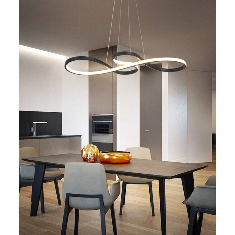 Creative Design Chandelier Lighting for Kitchen Island Black 100cm Length and 120cm Chain Height Adjustable Hanging Lamp Modern Chandelier Lighting LED Dining Room Dimmable Pendant Light