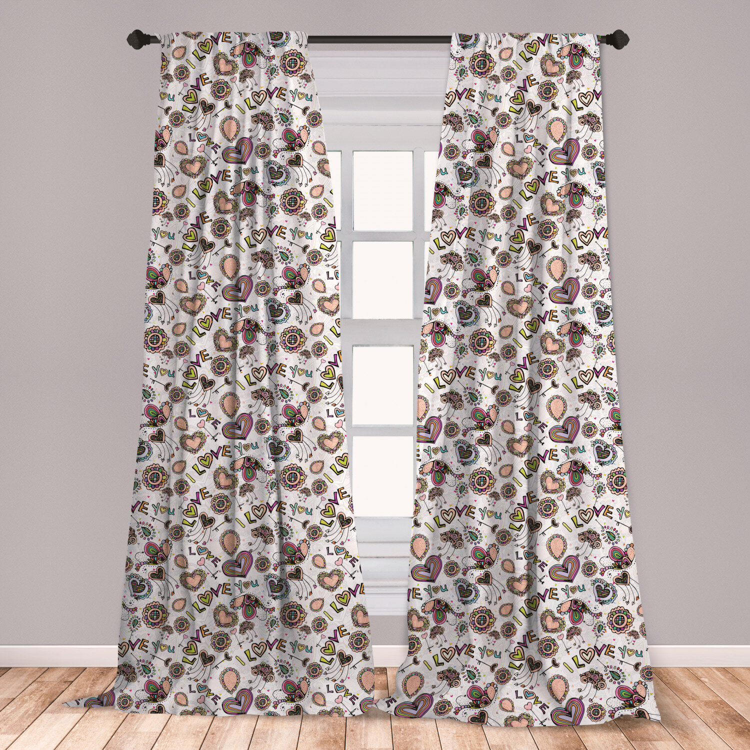 East Urban Home Ambesonne I Love You Curtains