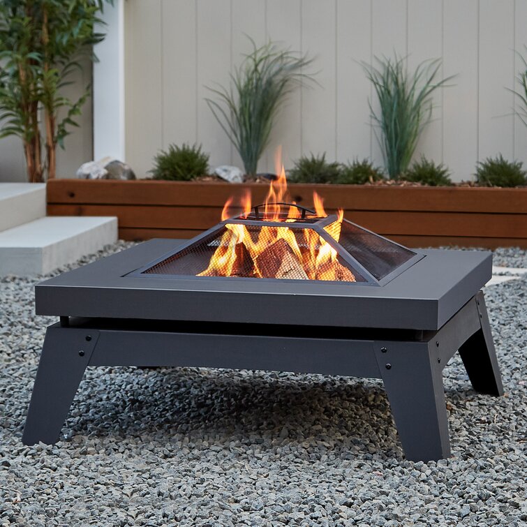 Real Flame Breton Steel Wood Burning Fire Pit Table Reviews Wayfair