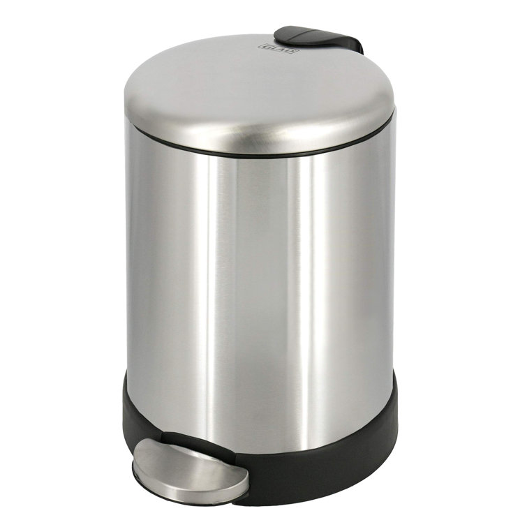 Small Trash Can, 1.2 Gallon | Round Stainless Steel Garbage Bin With Soft  Close Lid & Step Foot Pedal | Metal Waste Basket With Removable Inner Bucket