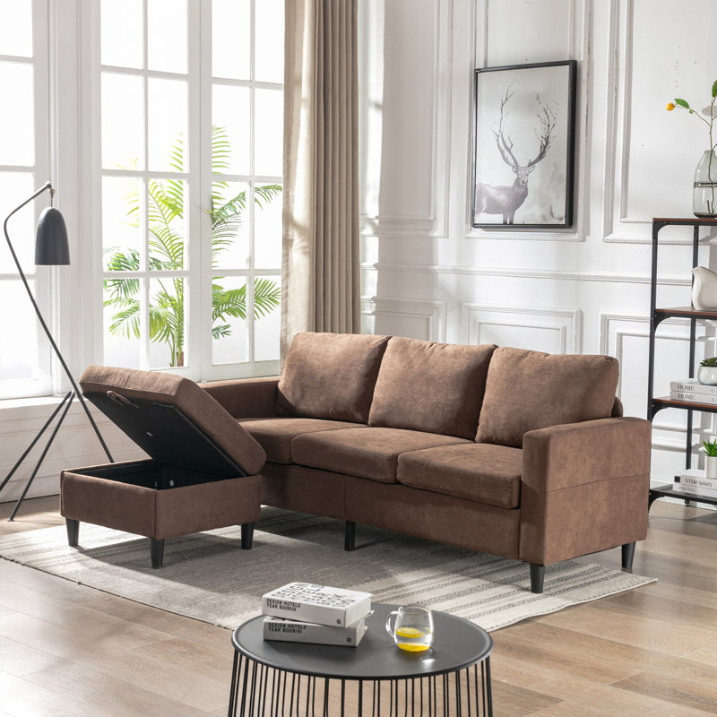 L-Shape Sofa with Movable Ottoman & Handy Side Pocket for Small Space L-Shape Sofa with Movable Ottoman & Handy Side Pocket for Small Space