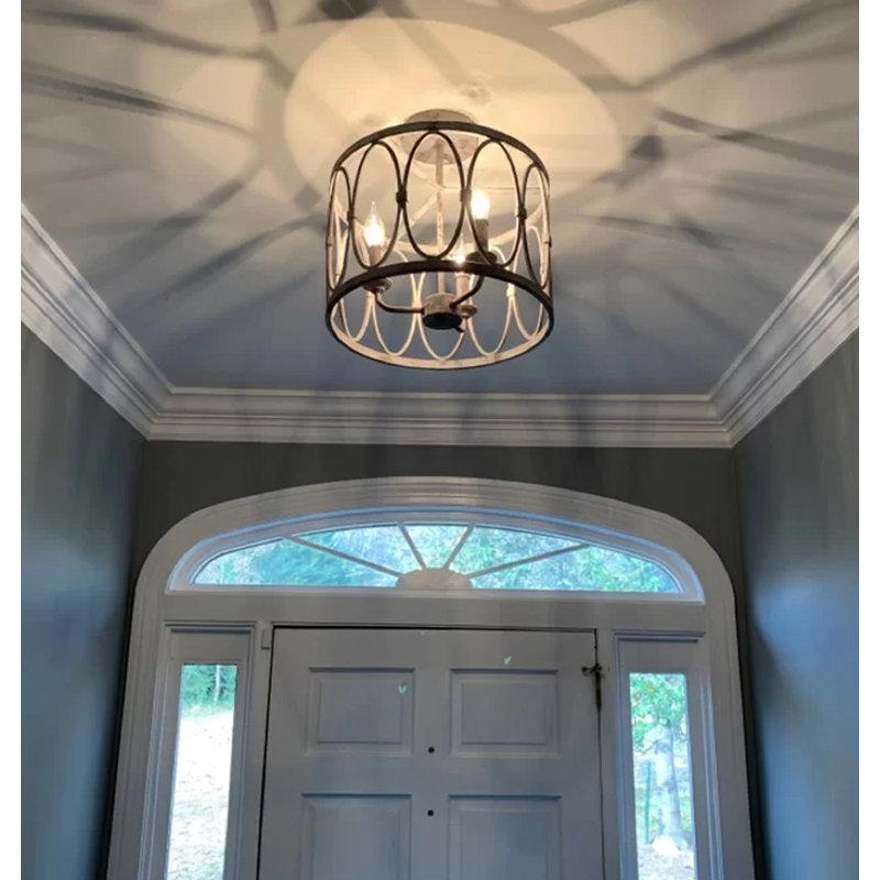 Ophelia Co Cavana 3 Light 14 Caged Drum Semi Flush Mount