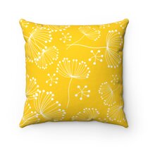 Dandelion Clocks 17" Cushion Cover with Piped Edges in Yellow or Grey