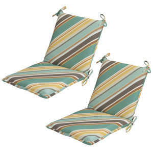 Allegra Stripe Mid-back Outdoor Dining Chair Cushion (Set of 2)