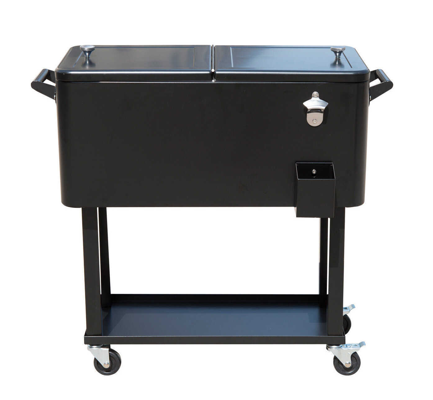 Portable Outdoor 80 Quart Rolling Patio Steel Party Cooler Cart Ice Chest 