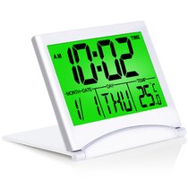 Acrylic Pen Pencil Holder Digital Desk Alarm Clock Calendar Temperature Timer HG 
