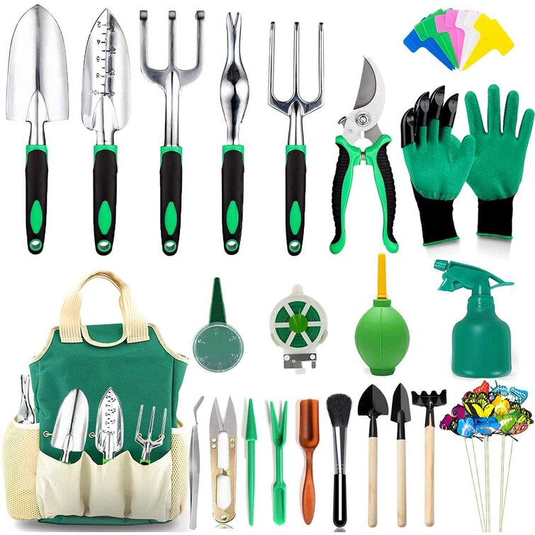 Homegrown Garden Tools 3-Piece Hand Gardening Tool Set & Tote Sack Great Gift 
