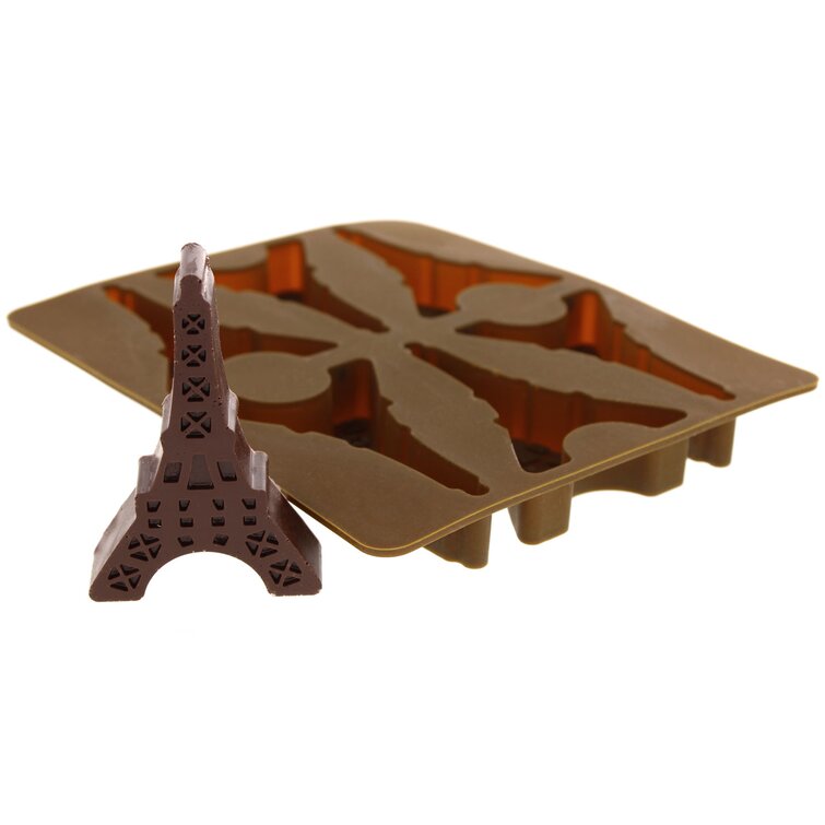 Elbee Home Slicone Chocolate Lanmark Shapes Eiffel Tower, Yellow Candy and Ice Mold 
