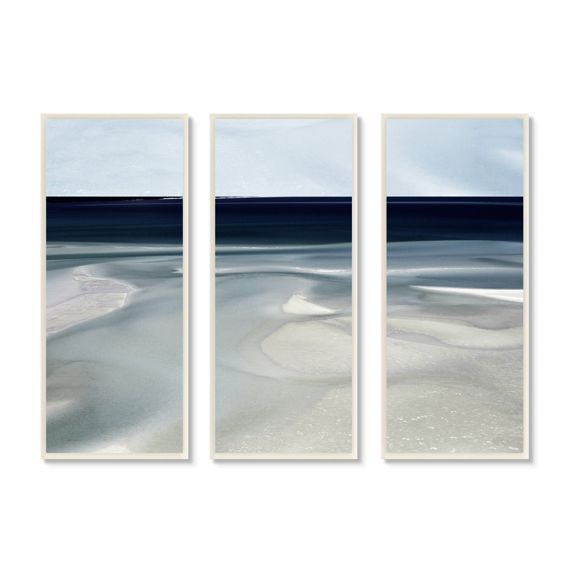 Stupell Industries Shallow Tide Nautical Beach Abstract Landscape Deep Blue 3 Piece Graphic Art Set Wayfair