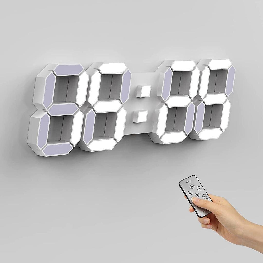3D LED Display Digital Desk Wall Bedroom Alarm Clock 12/24Hr Luminous Home Decor