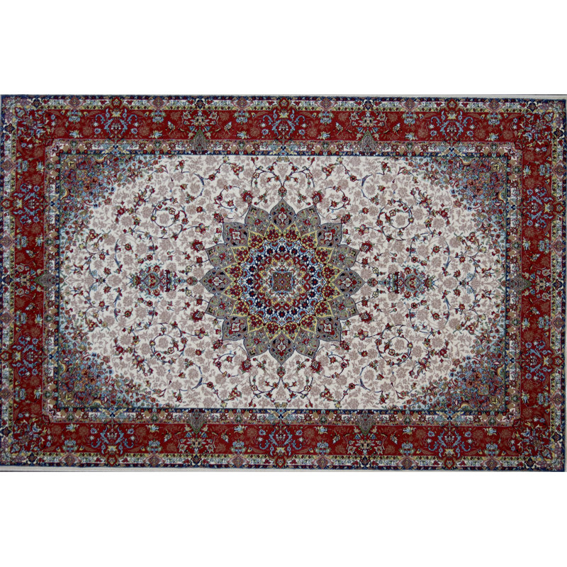 Astoria Grand Griffiths Hand Look Persian Wool Red Ivory Green Area Rug Wayfair