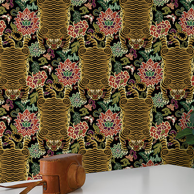 Surface Style Tiger Eye Toile 18' L x 20.5" W Peel and Stick Wallpaper Roll
