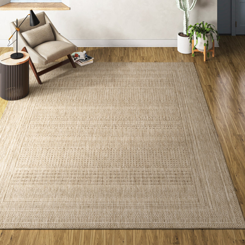 Camar Oriental Indoor/Outdoor Area Rug in Khaki Rug Size: Rectangle 9'2" x 12'