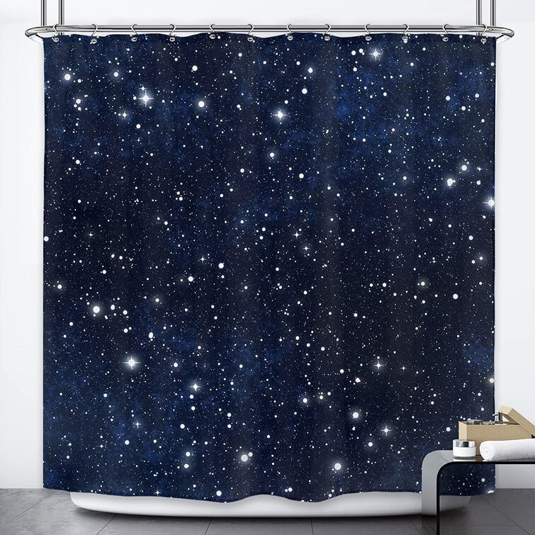 Galaxy Starry Waterproof Shower Curtain Bathroom Wall Hangings with Hooks Decor 