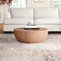 round mango wood drum coffee table