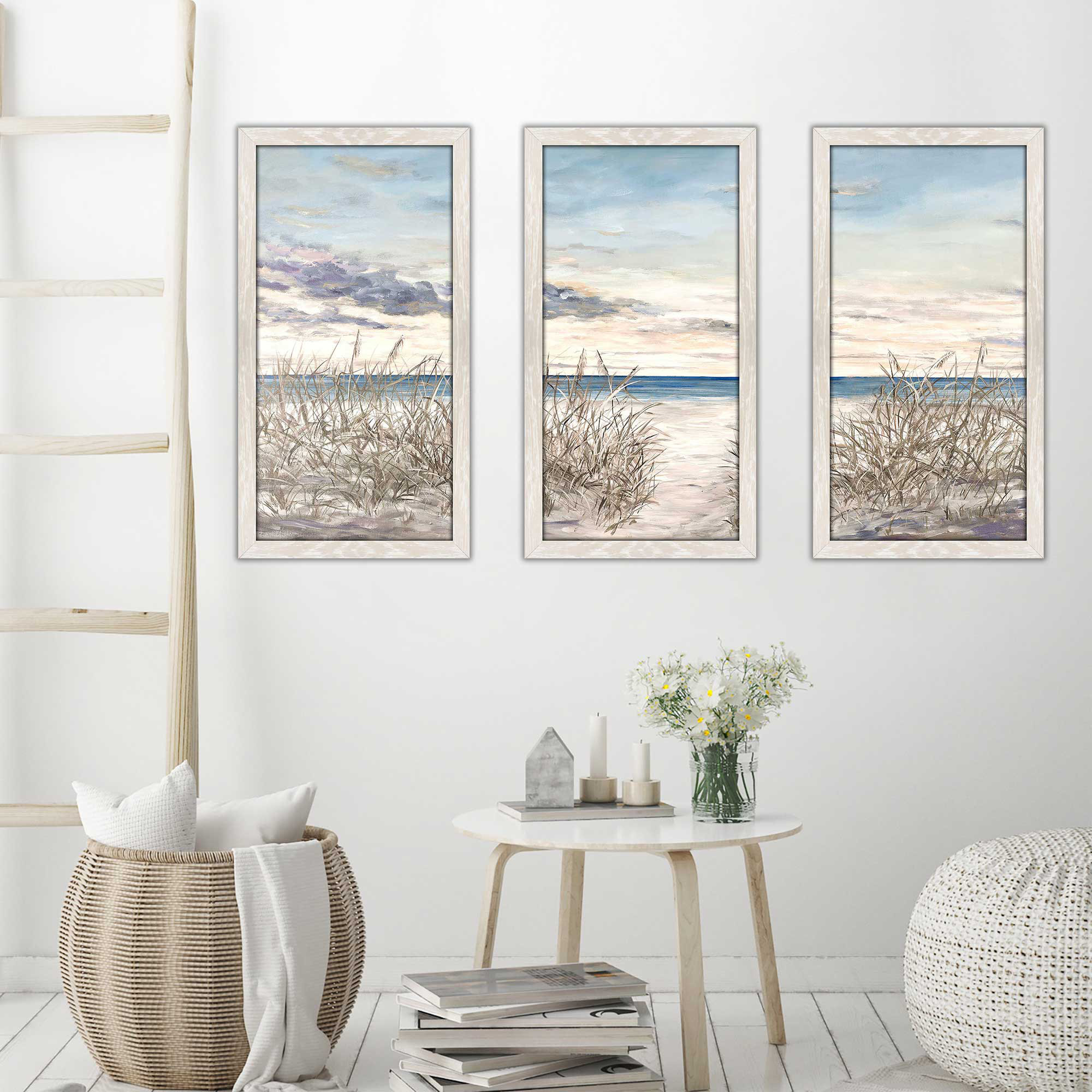 Highland Dunes Peaceful Beaches 3 Piece Picture Frame Painting Wayfair