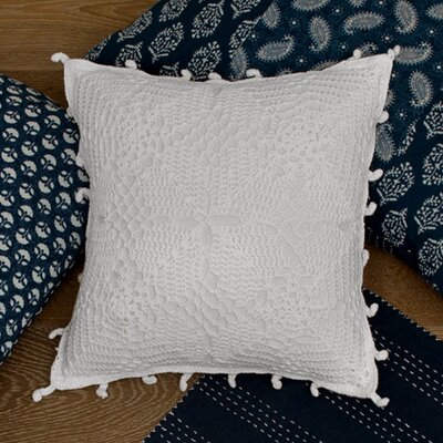 Theon Crochet Cotton Throw Pillow Dakota Fields Color: White