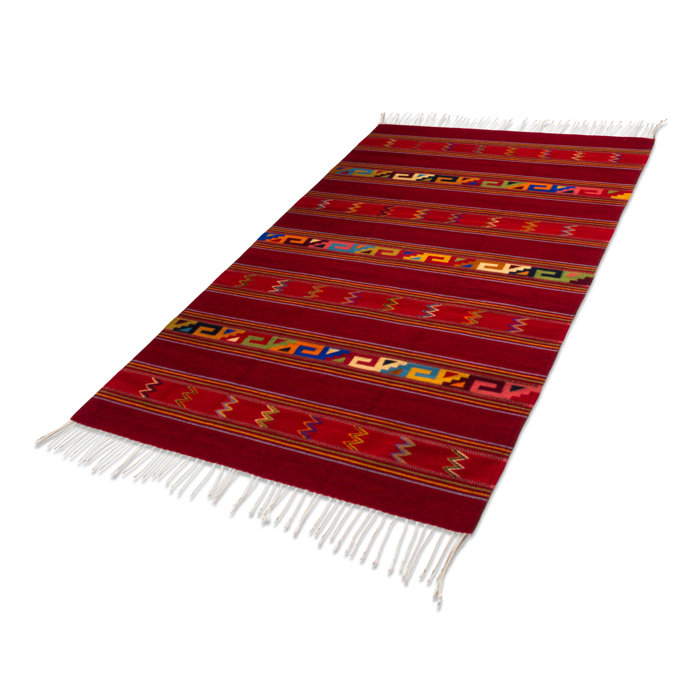 Fair Trade Area Rug Ideas Novica Fair Trade Naturally Dyed Striped Crimson Expertly Hand