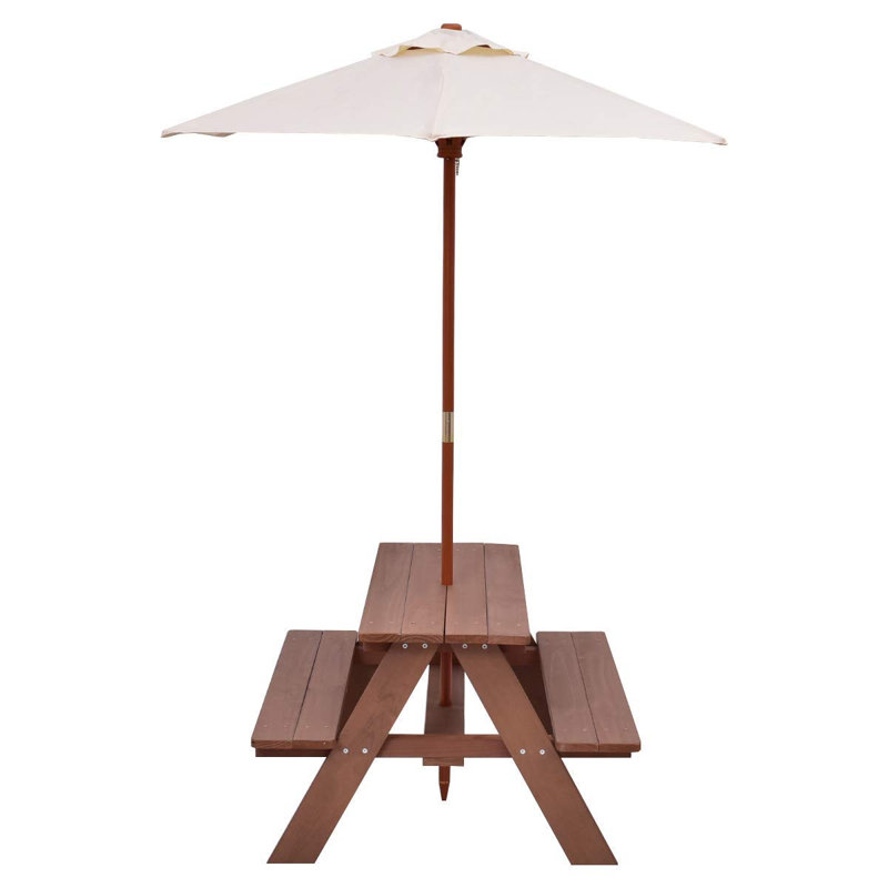 Isabelle Max Outdoor 4 Seat Kid S Picnic Table Bench With Umbrella Wayfair