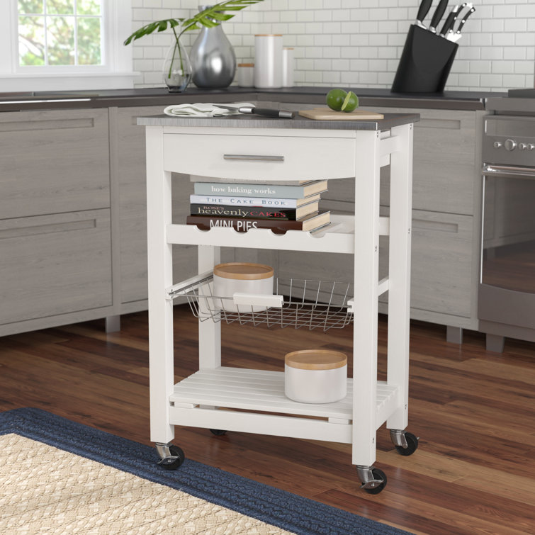 Winston Porter Macy 22 88 Kitchen Cart With Stainless Steel Top And Locking Wheels Reviews Wayfair