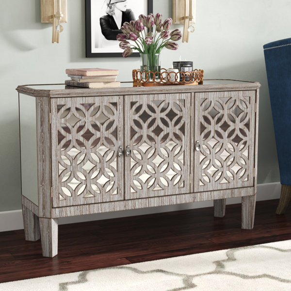 House Of Hampton Montag 3 Door Mirrored Filigree Chest Reviews