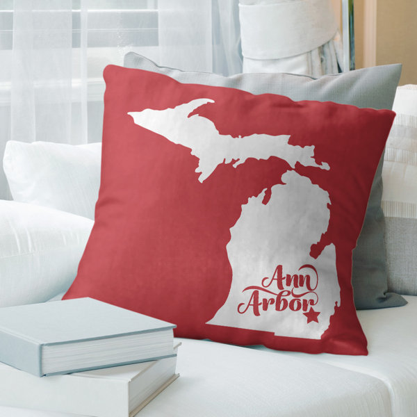 ArtVerse Katelyn Smith 26 x 26 Spun Polyester Double Sided Print with Concealed Zipper & Insert Wisconsin Love Watercolor Pillow