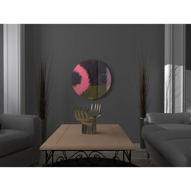 East Urban Home With It Marvellous Oversized Abstract Art Pink Green Grey Metal Wall Clock Wayfair Ca