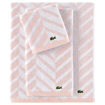NEW Lacoste hand towel 100% cotton salmon pink turquoise blue green 15"x28" 