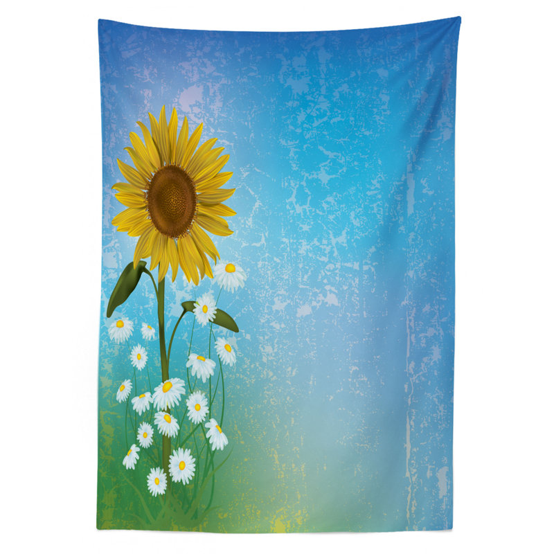 East Urban Home Ambesonne Sunflower Tablecloth Grunge Floral
