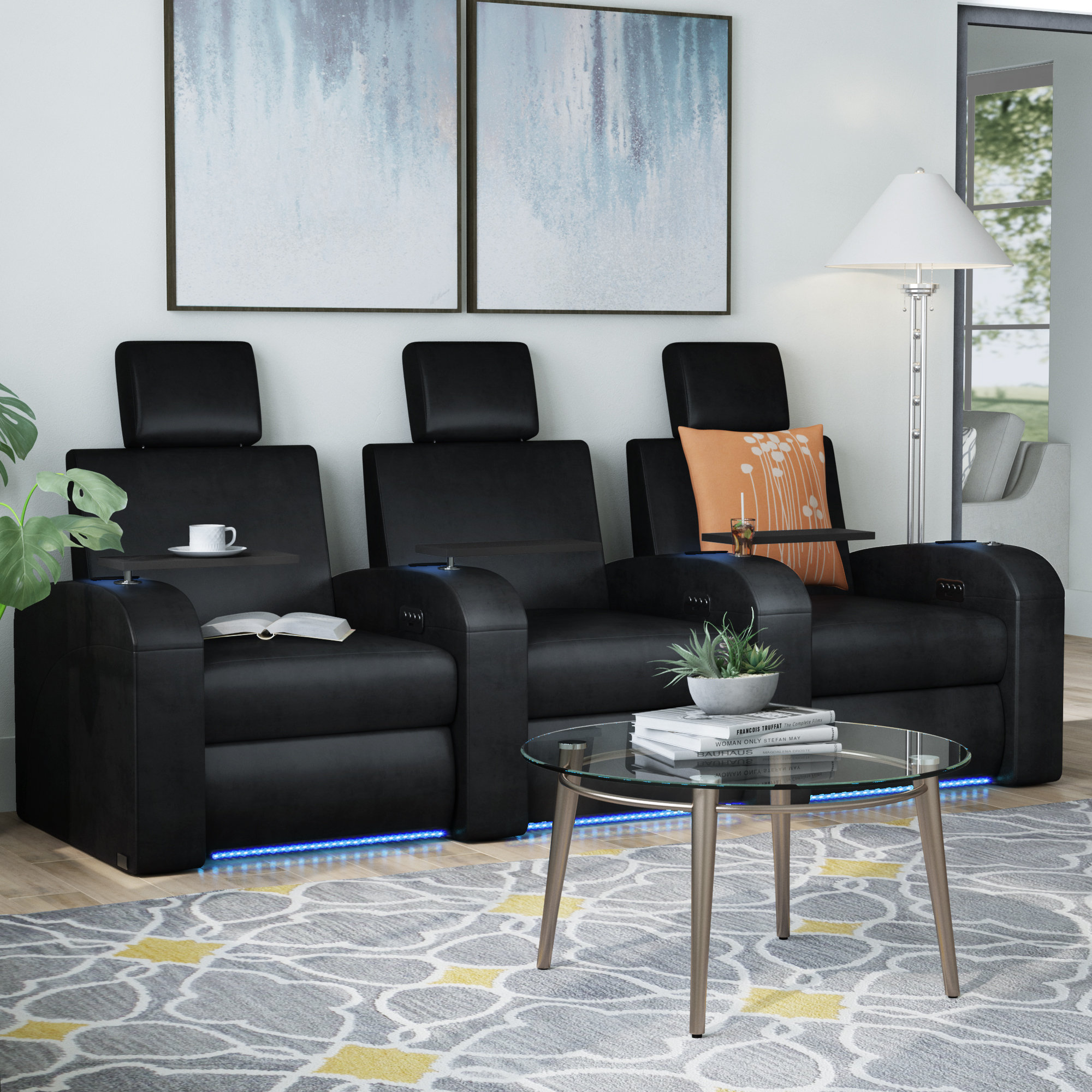 Laude Run Recline Leather Home Theater Sofa Row Of 3 Laude Run Recline Leather Home Theater Sofa Row Of 3 Wayfair