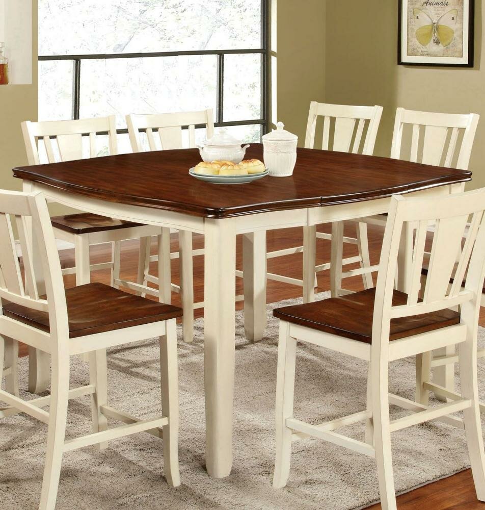 August Grove Ivy Hill Counter Height Solid Wood Dining Table