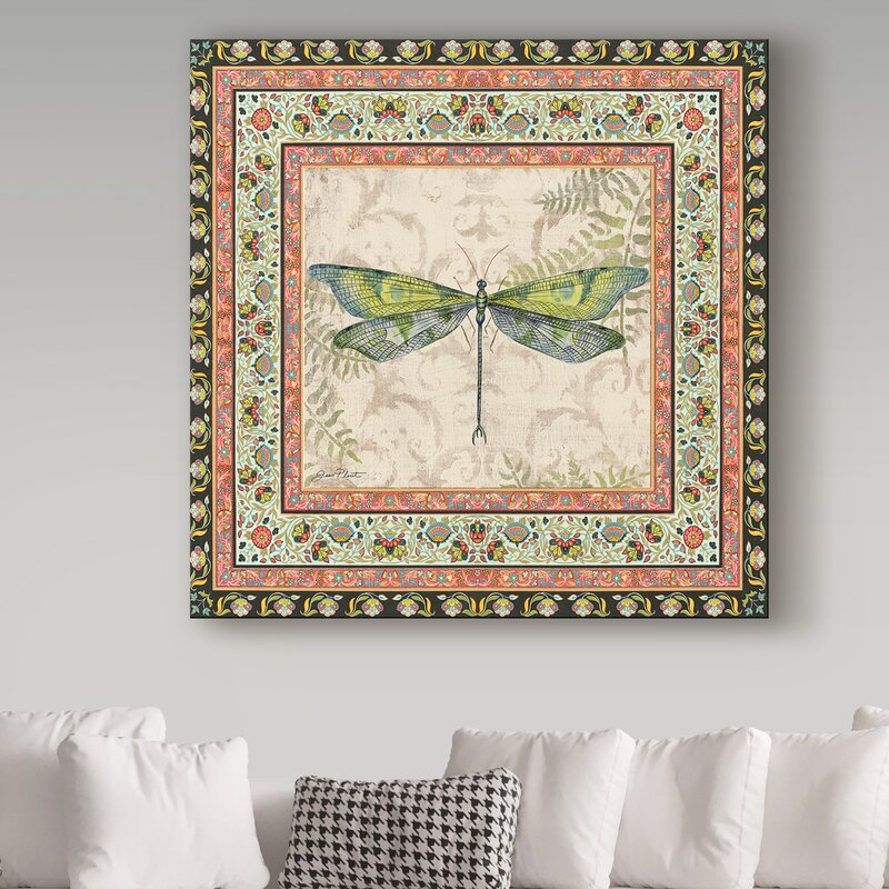 Boho Chic Wall Decorations - 'Bohemian Dragonfly Graphic Art Print on Canvas