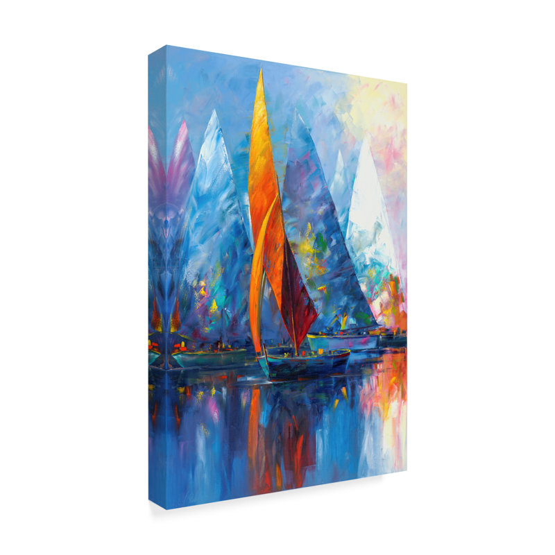 Trademark Art Sail Boats Acrylic Painting Print On Wrapped