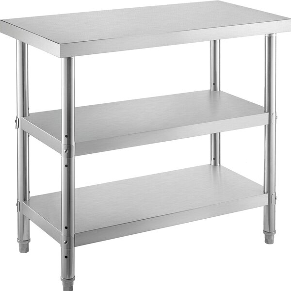 stainless steel table with 3 shelves