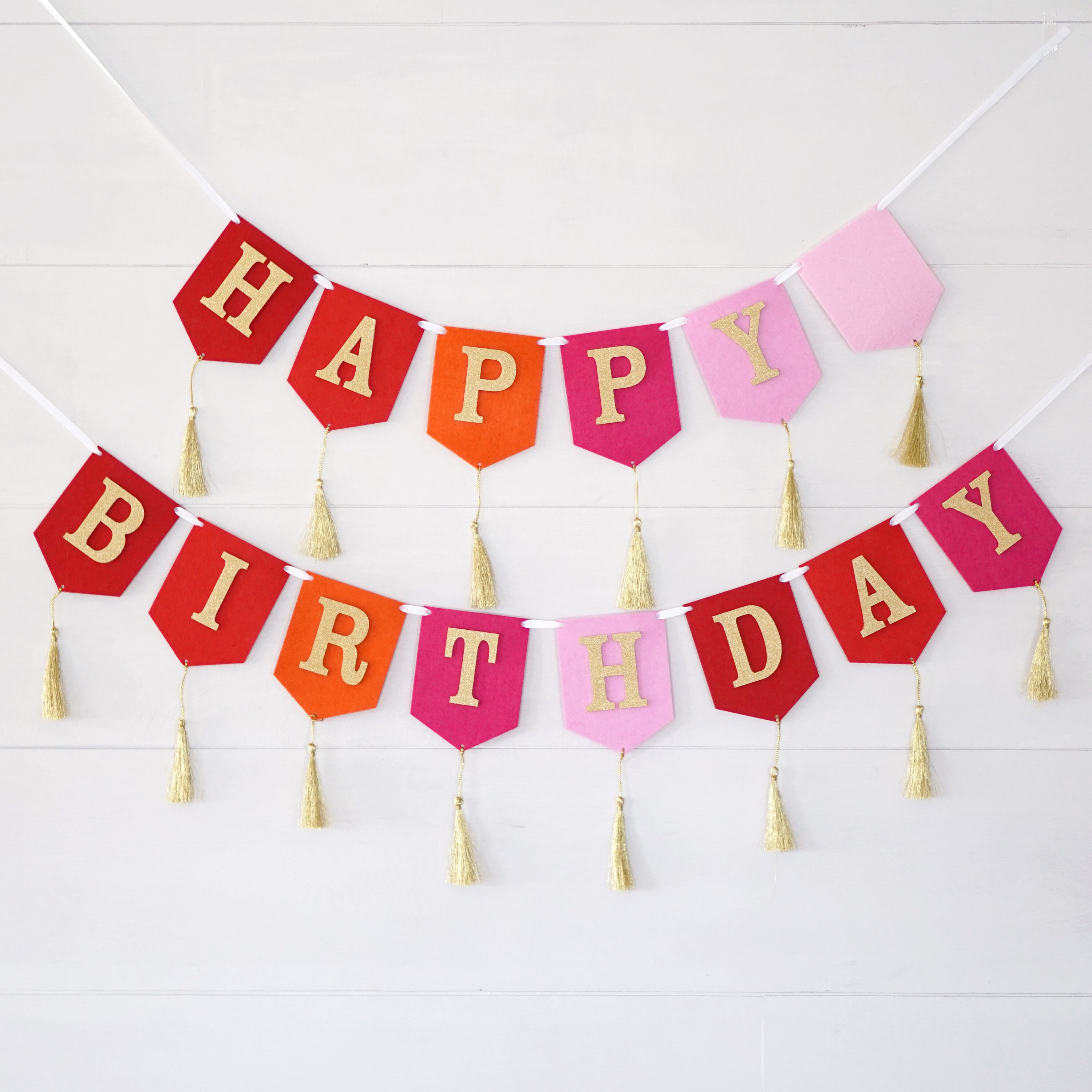 The Holiday Aisle Happy Birthday Glitter Tassel Felt Banner Wayfair