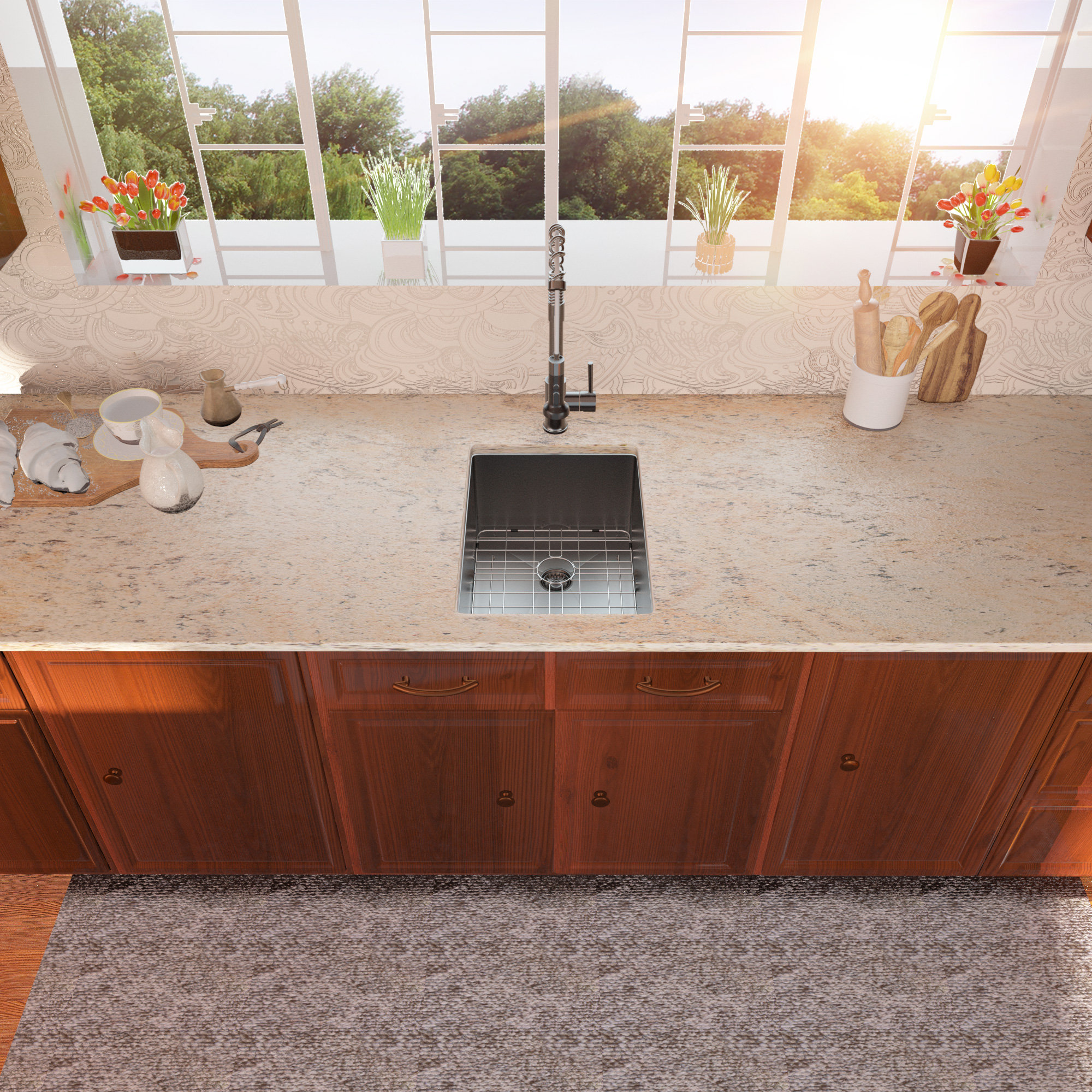 GhomeG 15" L x 17" W Undermount Kitchen Sink with Accessories Wayfair