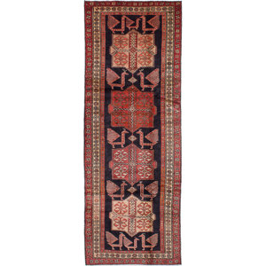 One-of-a-Kind Lin Hand-Knotted Black/Red Area Rug