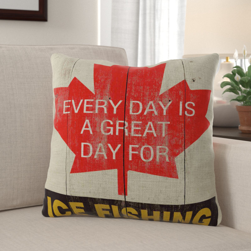 Millwood Pines Darren Great Day Ice Fishing Indoor Outdoor Linen Throw Pillow Wayfair
